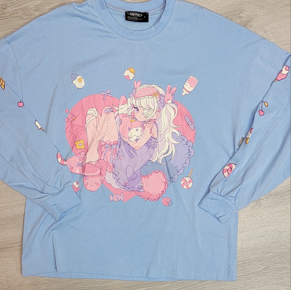 Aelfric Eden small Cartoon Anime Print loose long sleeve sweatshirt NWT